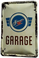 Blechschild 20x30 Simson Garage Motorrad DDR Oldtimer Zweitakter Werkstatt Büro