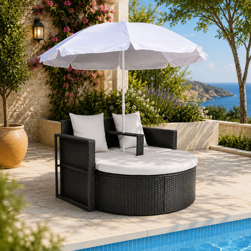 Gartenbett mit sonnenschirm - gartenbett,