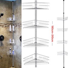 4 Ablagen Teleskopregal Teleskop Duschregal Eckregal Höhenverstellbar Badregal