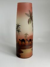 Vase Glas Boho Vintage Bohemian Czech handbemalt Ägypten Pyramiden Böhmen Haida