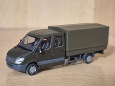 Herpa MB Sprinter 06 DoKa Bundeswehr Pritsche Plane oliv 1:87 gebraucht