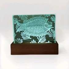Moderne Glas geschnitzte Fisch Tischlampe beleuchtete Skulptur Tim Carter