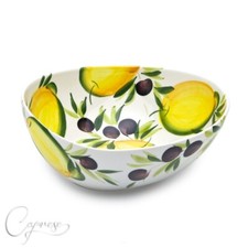 BASSANO KERAMIK SCHÜSSEL SCHALE 30 CM ZITRONE MIT OLIVE MOTIV NEU AUS ITALIEN