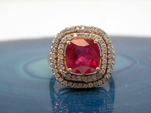 Brillant rubin ring 585 000 - ring, 585/000