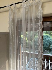 Lene Bjerre GARDINE Schal Tüll Stickerei Landhaus Shabby Offwhite 