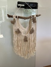 Makramee Wandbehang Boho Deko 35x54 CM Klein Beige Natur