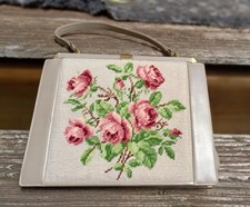 Handtasche Aus den 60 Er Jahren mit Kreuzstichstickereien/Vintage