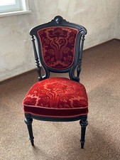 Schwarz / Rote antike Esszimmerstühle, (Vennezo) Samtbezug Rot, 6er Set 