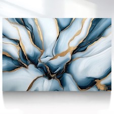 Leinwand Bild XXL Abstrakt Blau Weiß Gold Wanddeko Wandbilder Wohnzimmer 201