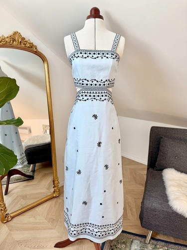 Langes leinenkleid stickerei - langes,