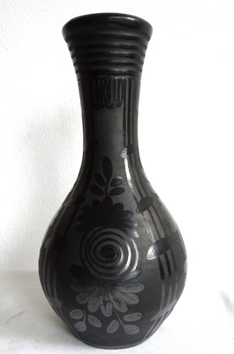 Black pottery vase istvan - black,