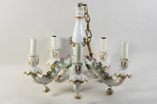 Q40S22- Porzellan Deckenleuchter mit aufgelegten Blüten 5-armig