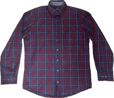 Brax Hemd Gr. M 40 Blau Kariert Langarm Sweatshirt Herren Freizeithemd Edel