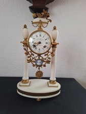 Bronze- Marmor- Kaminuhr-Pendule,, Sign. Le Roy a .Paris 37 cm elegant, intakt.