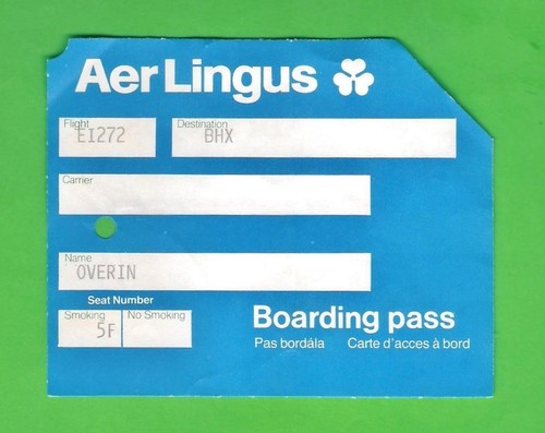 Aer lingus bordkarte - lingus,