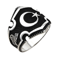 Ay Yıldız OSMANLI Tuğra Gümüş Erkek Yüzük AY YILDIZ TUGRA Herren Ring 925 Silber