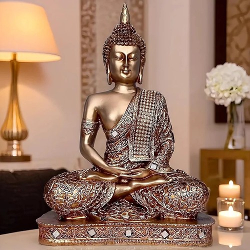 25cm golden buddha statue - golden,