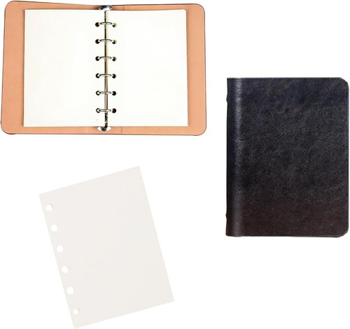 Notizbuch leder schwarz - leder,