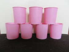 7 x Becher in rosa, Puppengeschirr, Höhe ca. 6,8 cm, Ø ca. 5 cm