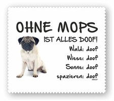 Brillenputztuch - Mops beiger