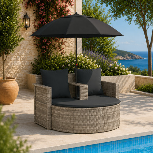 Gartenbett mit sonnenschirm - mit,