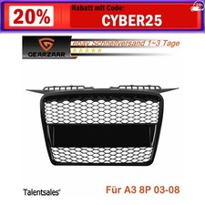 Kühlergrill Grill Frontgrill passend für A3 8P 03-08 Glanz Schwarz Kühler Waben
