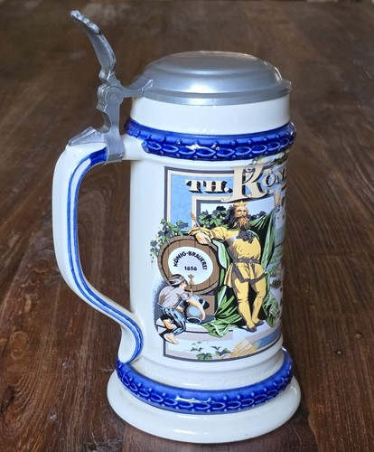 Bierkrug mit zinndeckel - bierkrug,