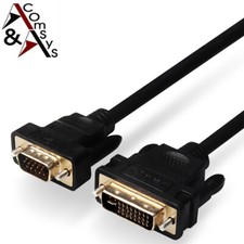 3m Kabel VGA 15Pin auf DVI 24+5 Dual-Link Full HD mit Chip Gold PC Monitor LCD
