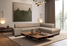 Rindsleder Ecksofa "London" Echtleder Sofa Couch mit Schlaffunktion Echtes Leder