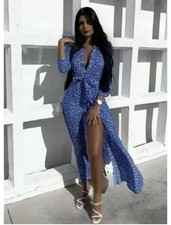 Maxikleid Blau Weiß Marilyn Monroe Polka Dot Feminin Größe S Neuwertig