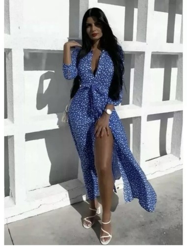 Maxikleid blau weiß - maxikleid,