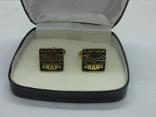 16681/ Alte Manschettenknöpfe  Wappen Stadt Duisburg  Metall vergoldet neuwertig