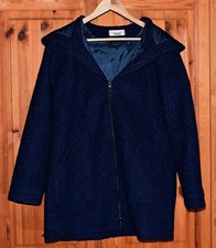 Boucle Wolljacke, nachtblau gr. 36-38 mit Kaputze