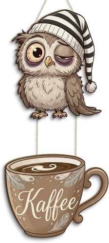 Eulen kaffee hängeschild mdf - eulen,