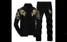 jogginganzug herren Tigermuster Schwarz mit Gold Logo Größe 42/44
