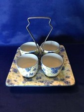 Shelley Blue Pansy Chintz Eierständer & 4 x Eierbecher (Pat 5531)