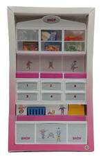 Vintage Kaufladen für Puppen / Modepuppen - Shop mit Theke & Regal - Nrfb, Ovp