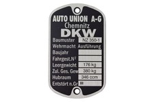 Typenschild für DKW NZ 350-1