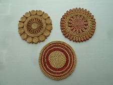 Vintage - 3 Topfuntersetzer aus Bast - 60er 70er Jahre