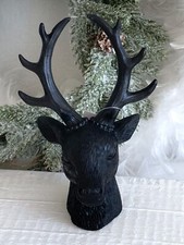 Hirsch Hirschkopf Rentier Rentierkopf Kopf Büste Figur Skulptur Schwarz