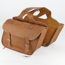 Classic Biker Motorrad Chopper Braun Saddlebag Satteltaschen Taschen Echt Leder