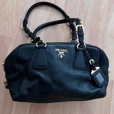  Echte Prada Handtasche Bag schwarz Leder Original mit Staubbeutel 