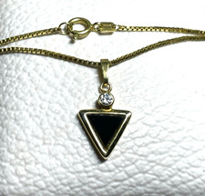 333 Gold Anhänger modern Onyx + Weißtopas an 42 cm Venezianerkette 8 K Gelbgold