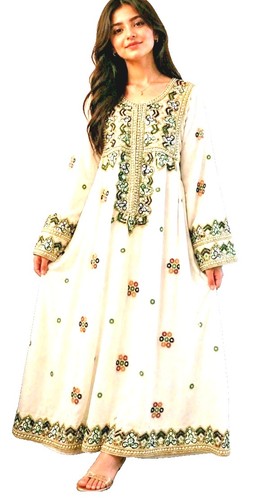 Embroidered white kaftan dress - kaftan,