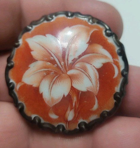 Brosche porzellan emaille - ,