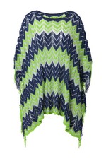 MIAMODA Damen große Größen Poncho oversized Zackenstrick mit Glitzer 840120