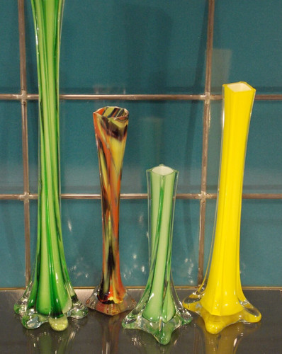 Antik glas vasen stangen - 4,