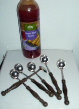 6 Fondue Dip Saucen-Löffel Fonduelöffel Holzgriff Vintage aber top! / Rumlöffel