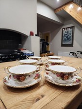 6 x Royal Albert OLD COUNTRY ROSES Suppentassen und Untertassen mit Henkel