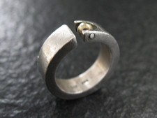 Ring Silber 925 Gold 585 Handarbeit Vintage Design von ca. 1980 